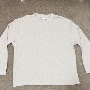 No Boundaries Men's Long Sleeve Waffle Crew - Beige Cream